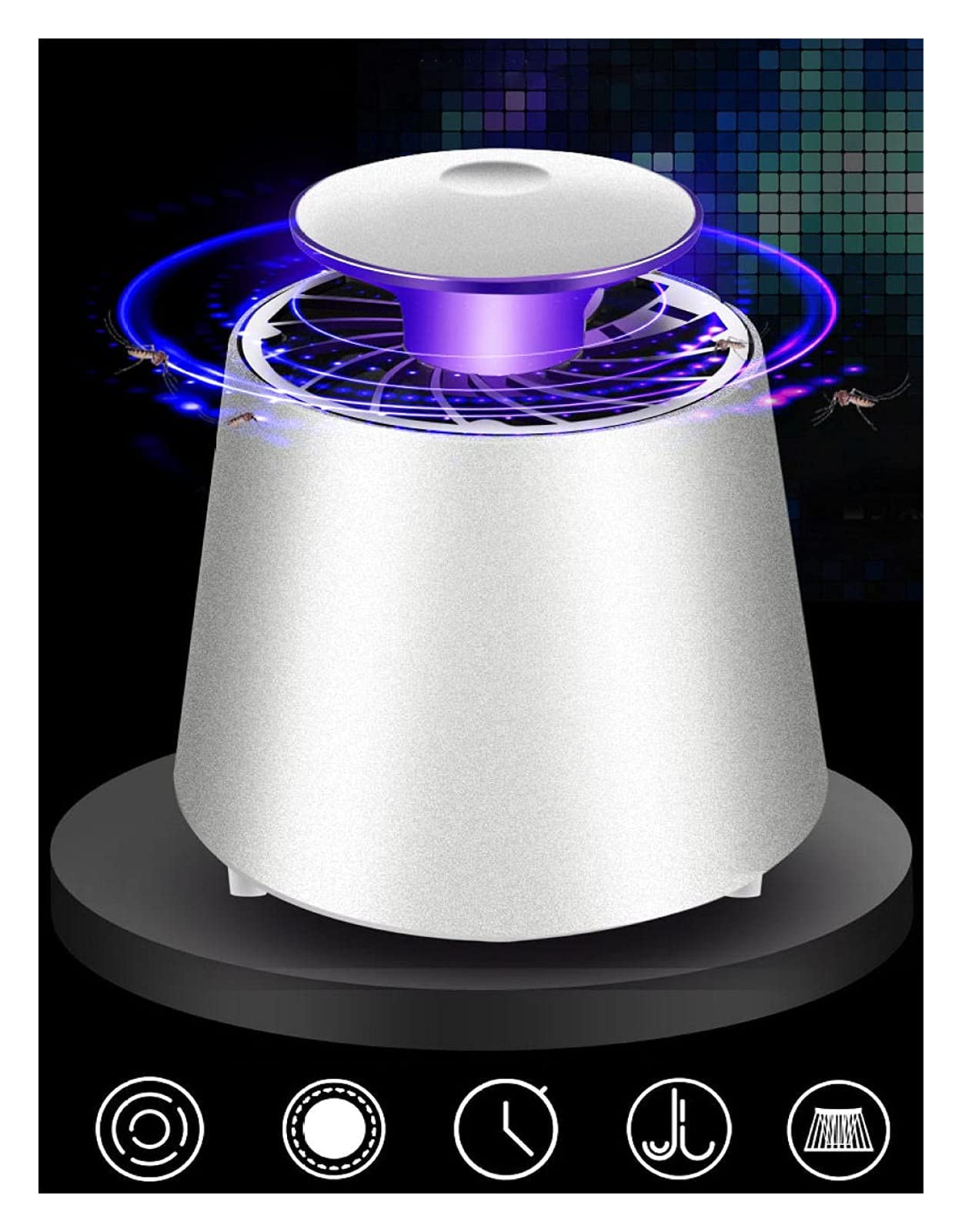 Lámpara eléctrica USB antimosquitos, matamoscas, Trampa antimosquitos, lámpara Repelente de Moscas UV para Exteriores, hogar, Dormitorio, Repelente de Insectos (A)