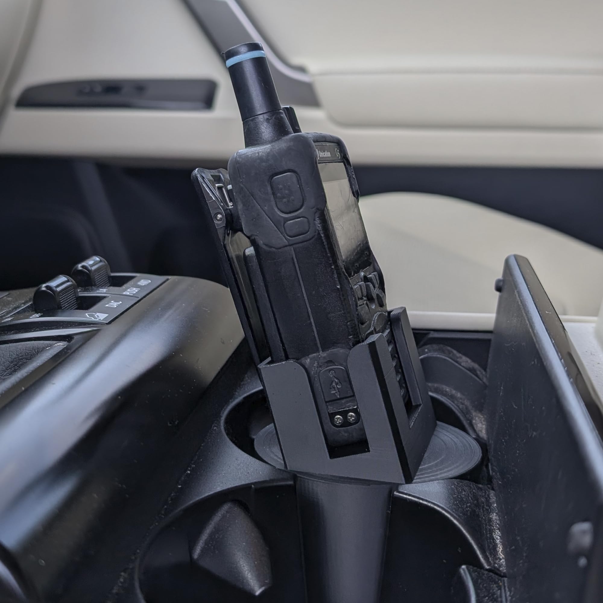 Stand For Unication G2, G3, G4, And G5 Radio Pagers &ndash; Car Or Truck Cupholder Stand &ndash; Tilted For Easy Display &ndash; Made In The USA