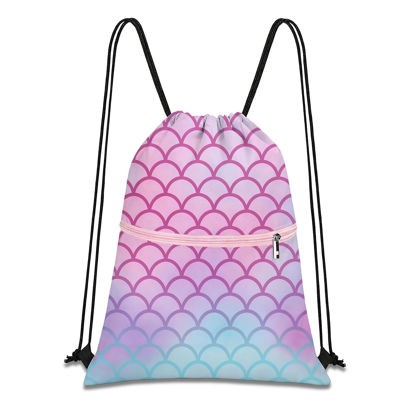 Komergave Drawstring Bags, Waterproof Swim PE Bag for Women Girls, Large Capacity Draw String Bag Gym, Cute Coquette String Backpack for Travel School Beach Sports Swimming Pool Shopping Yoga Workout