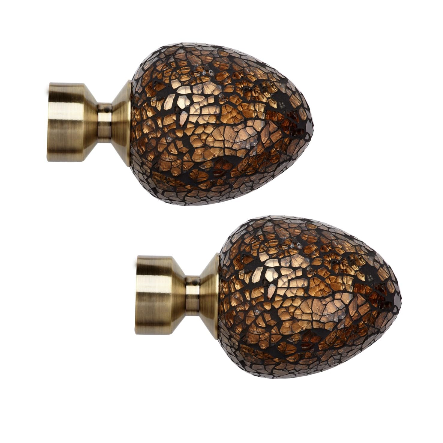 Trade Pole 28mm Curtain Pole Finials, Pole Ends, Pack of 2, Antique Brass (MOSAIC)