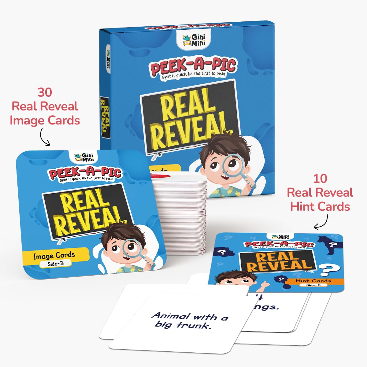 GiniMini Peek-A-Pic Game - Educational Card Game for Kids -4