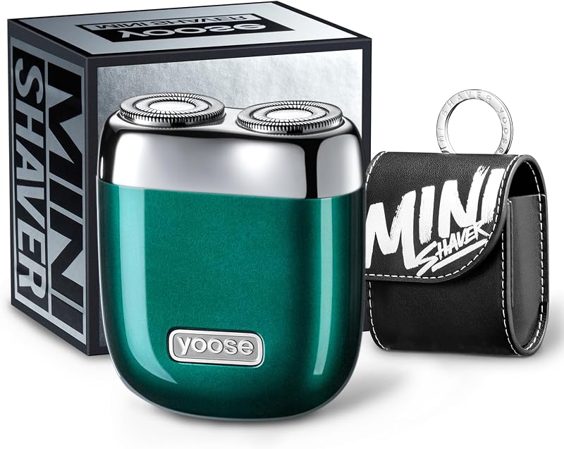 Barbeador elétrico rotativo portátil yoose Mini, verde