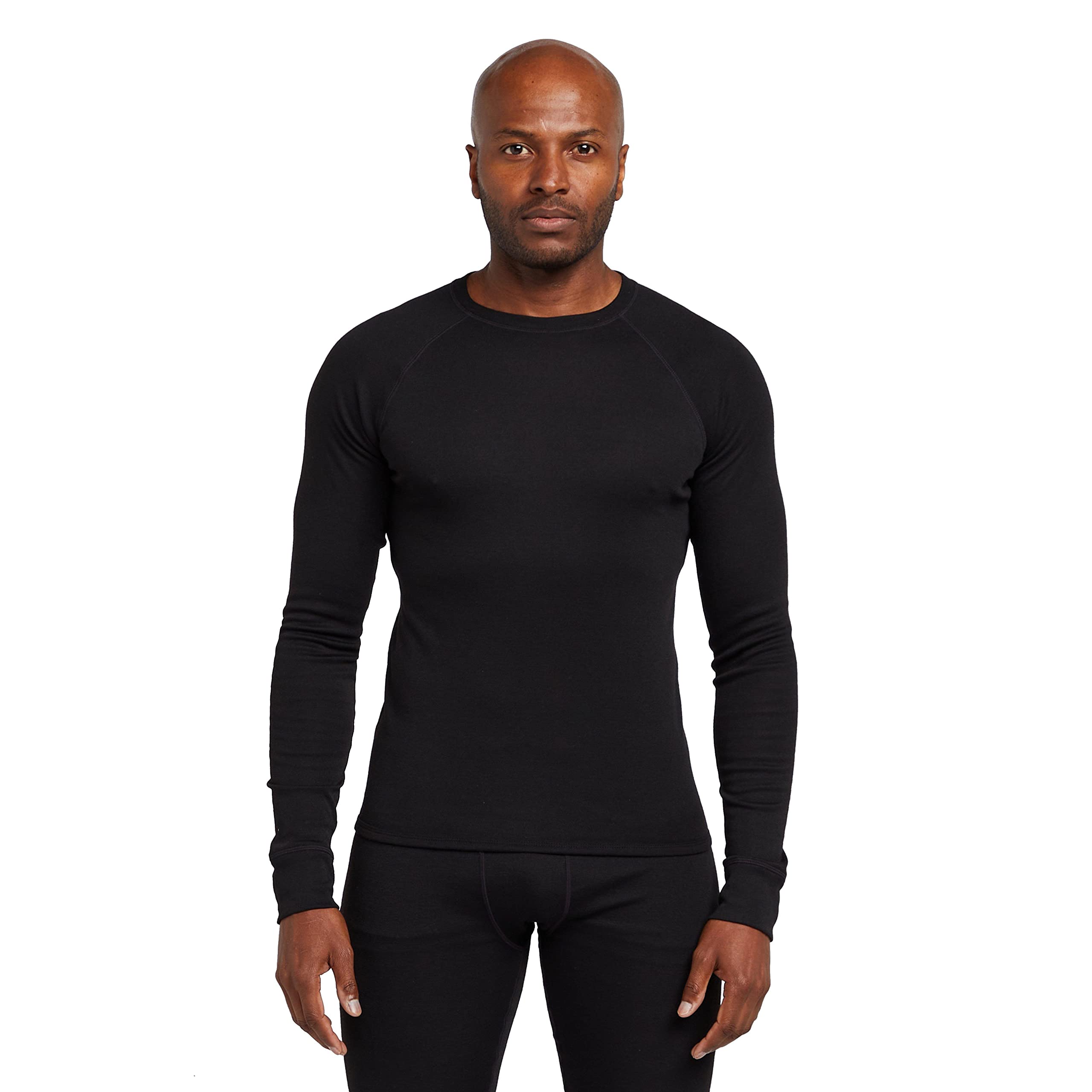 Peter Storm Men's Long Sleeve Base Layer Merino Crew Neck, Baselayer Top, Winter, Outdoors, Skiing, Snowsports, Trekking, Hiking and Walking Clothing, Black, L