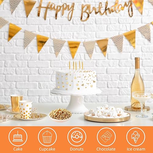 Miniatura 3 de KASVAN Chispas de azúcar dorada perlada, mezcla de 6 tamaños para decorar pasteles, 230g8.1oz, aderezos para helado y decoración de galletas,