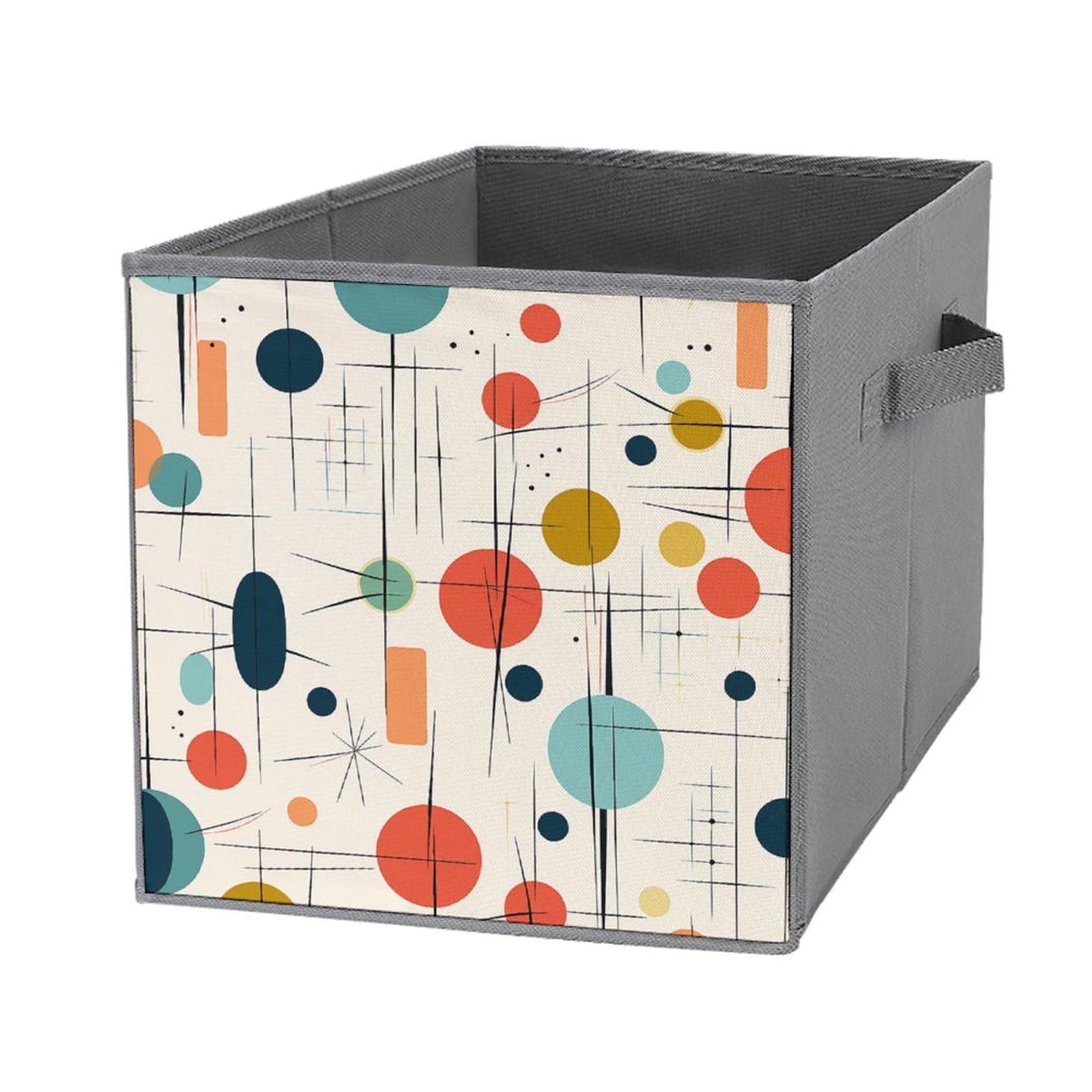 Bacs de rangement pliables au style moderne du milieu du siècle avec poignée renforcée