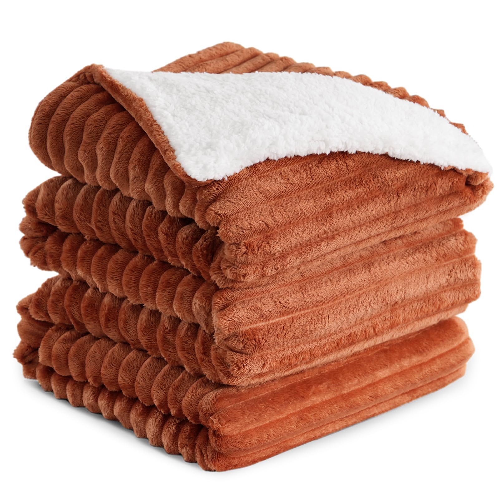 RUIKASI Sherpa Blanket Throw for Bed Fleece Blanket, 200x240 cm Orange