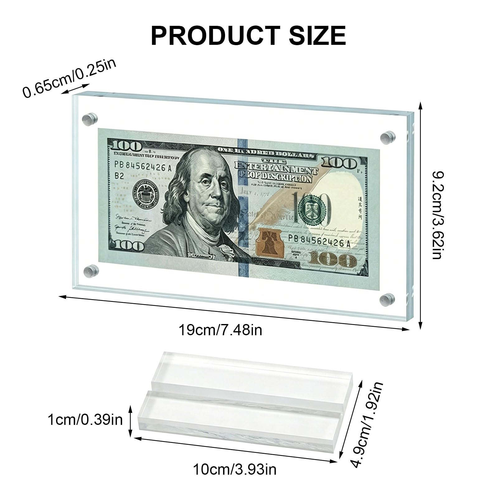 Ramka na banknoty, akrylowa ramka na zdjęcia, uchwyt na banknoty, walutę, banknoty, stabilna akrylowa ramka na banknoty, przezroczysta ramka na banknoty, dla kolekcjonerów, do biura, salonu