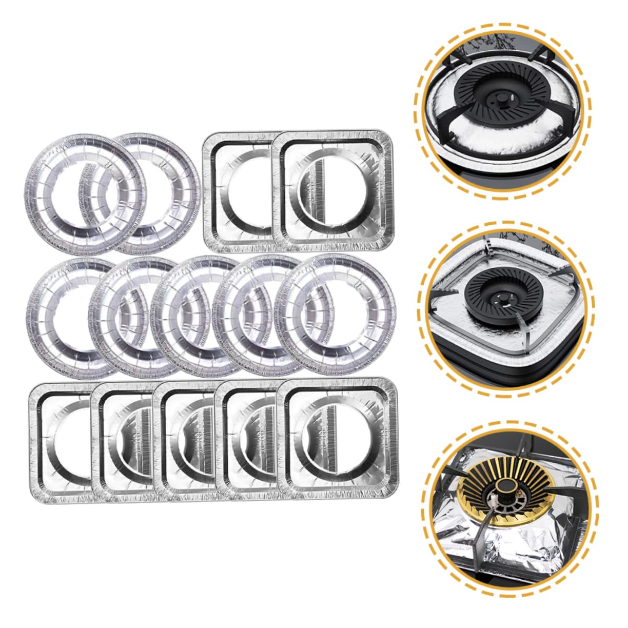 Alipis 3 Set Di Rivestimenti Per Bruciatori A Gas in Alluminio Protezioni Per Bruciatori Da Cucina Resistenti Calore Non Facili Da Usare 20 Pezzi * 3
