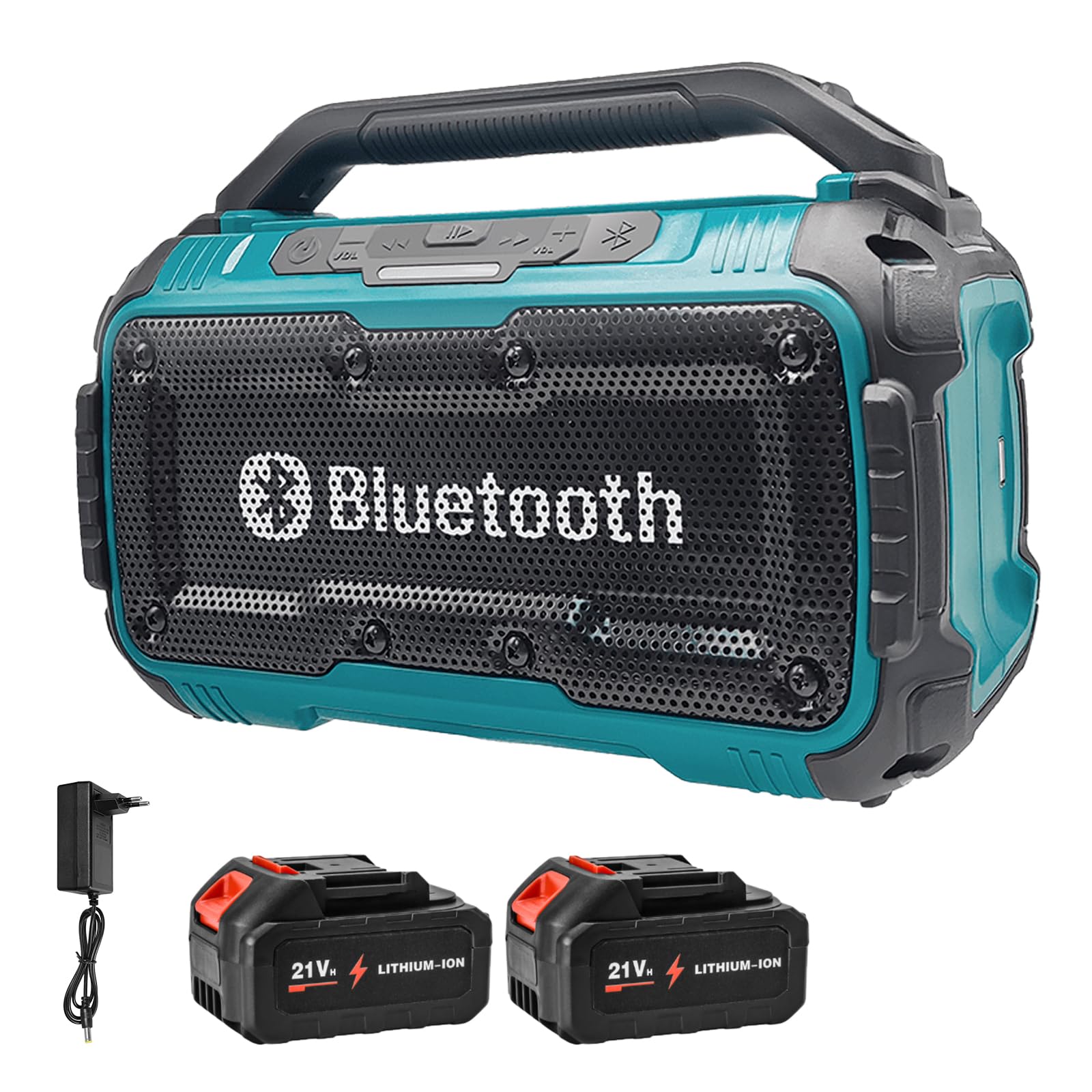 Paquete de 2 altavoces inalámbricos para baterías Makita de 18 V, Bluetooth, con altavoces dobles, panel de control intuitivo, para el hogar y fiestas (batería de 3000 mAh)