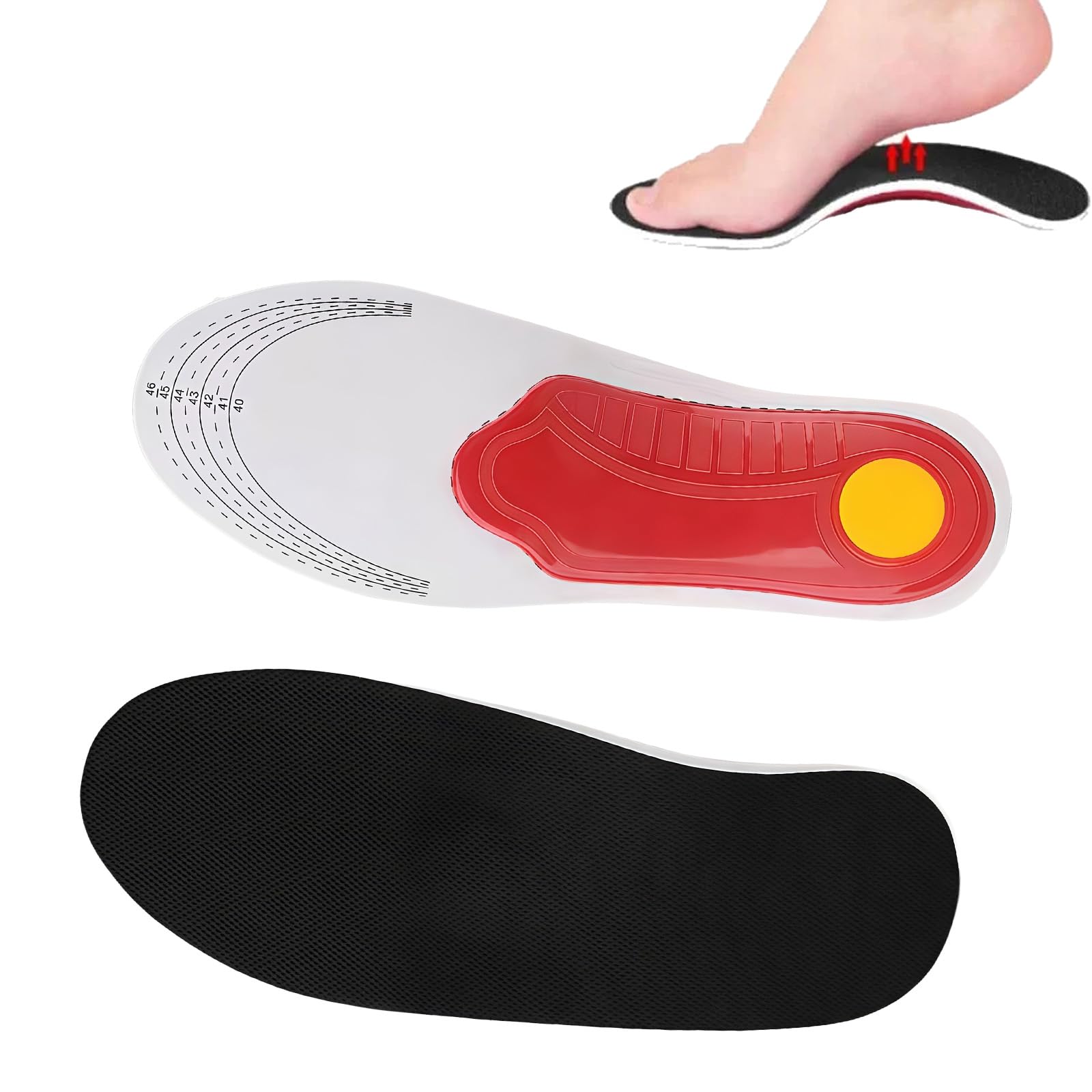 Plantare Ortopedico,Solette Ortopediche Di Supporto,Traspiranti,Antiscivolo,Cammina Senza Dolore，2paio：35-40cm