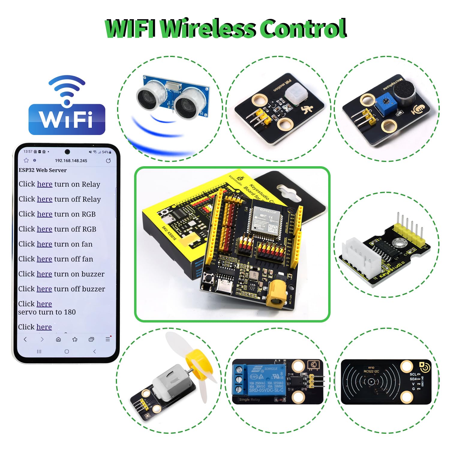KEYESTUDIO ESP32 Kit di apprendimento IoT con oltre 60 progetti, tutorial Arduino e MicroPython, modulo WiFi Bluetooth, kit completo di componenti elettronici per principianti, produttori ed educatori