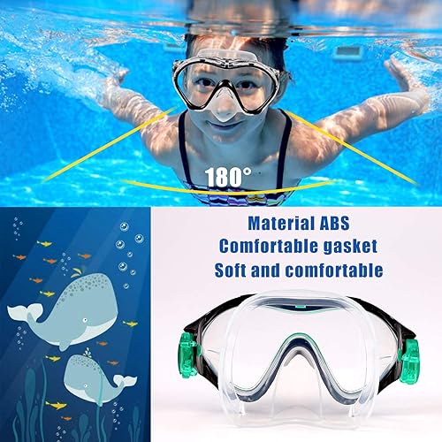 Miniatura 3 de Máscara de natación para niños, gafas de natación con cubierta para la nariz, máscara de buceo para buceo, lente antivaho impermeable, enchufe de