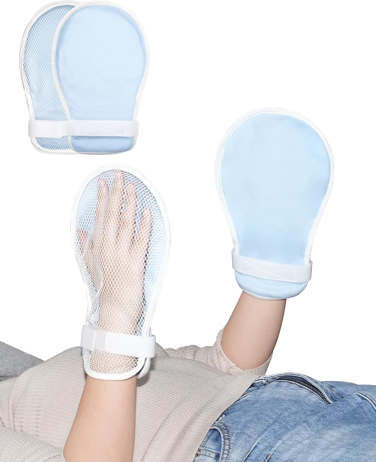 Breathable Mesh Protective Gloves for Adults, Adjustable Hook-and-Loop Wrist Closure, Lightweight and Comfortable, Blue, 2Pcs