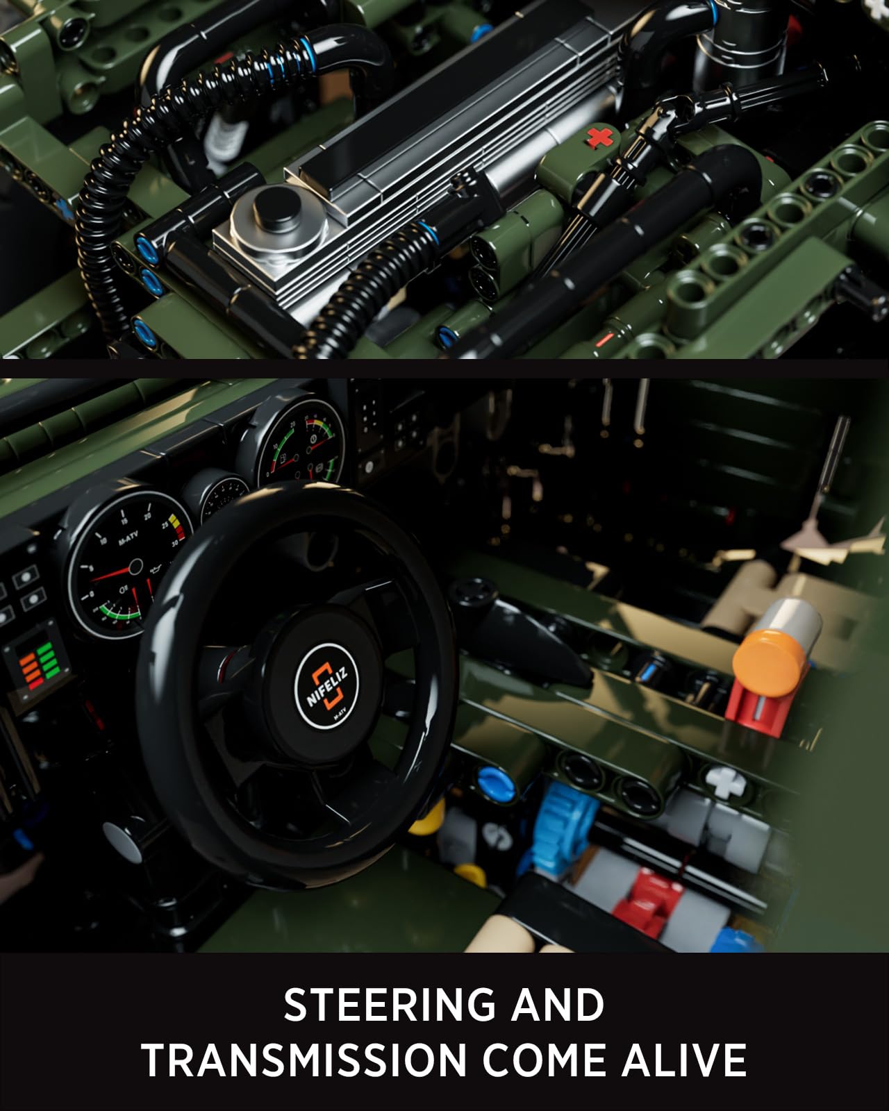 Nifeliz M-ATV Set di Costruzioni di Auto Militare per Adulti, Modellino di Veicolo Tattico Blindato da Costruire, Collezionabile Militare per Appassionati di Militaria (3.489 pezzi, NF10341)