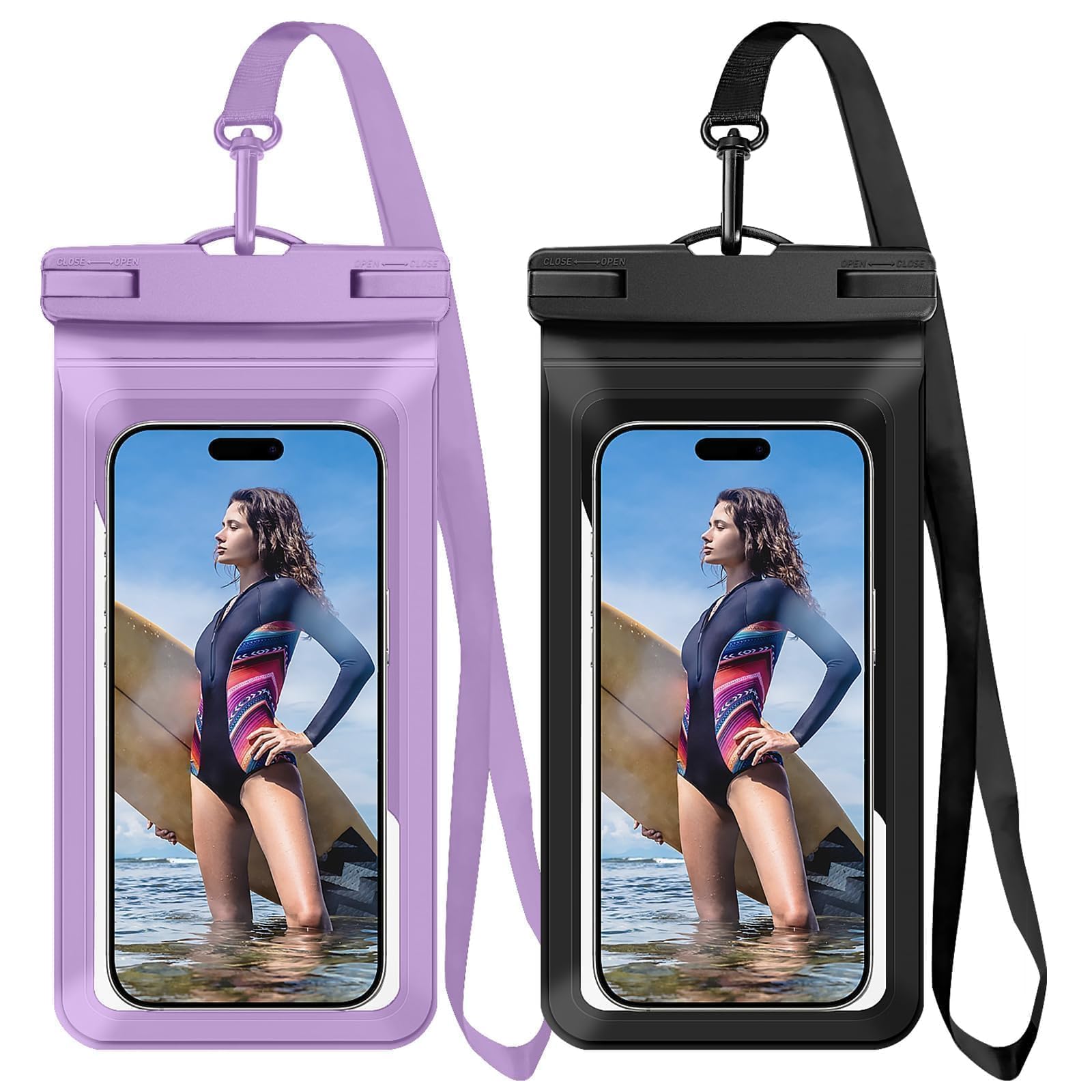 Vsagier Universal Waterproof Phone Case, with Inside Card Pack, Waterproof Beach Bag for iPhone 17 16 15 14 Pro Max up to 8.3", IPX8 Cell Phone Pouch