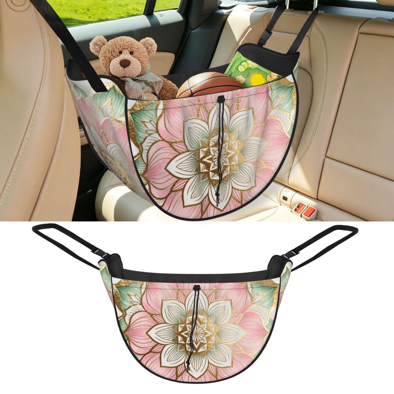 Cntdbu Black Datura Flowers Car Seat Organizer-Backseat Storage Bag For Travel