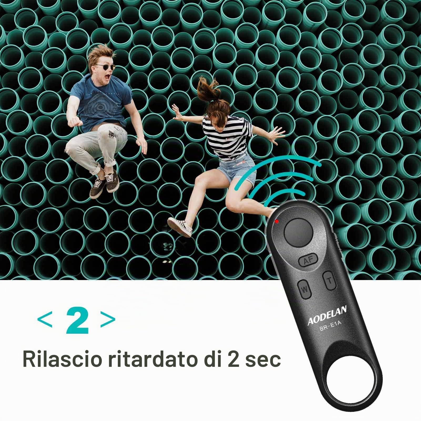 AODELAN Telecomando wireless BR-E1A per Canon EOR RP, EOS R, R5, R6, M50, 6D Mark II, 77D, 850D, 800D, 200D, 250D, 90D, PowerShot SX70 HS, G7 X Mark III, G5 X Mark II