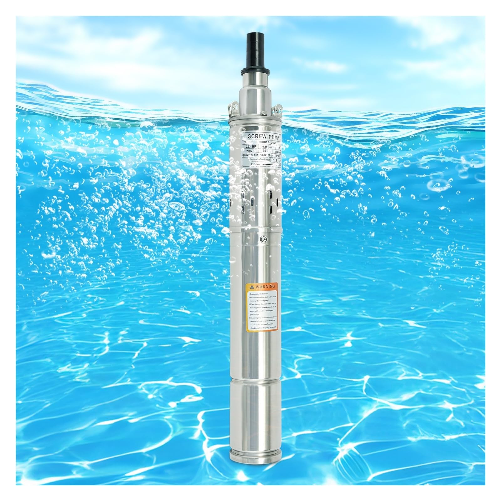 Pompa Sommergibile For Pozzi Profondi Da 250 W, A Vite Compatibile Con Sabbia, Giardino In Acciaio Inossidabile For La Fornitura Di Acqua Drenaggio Ad Alta Efficienza