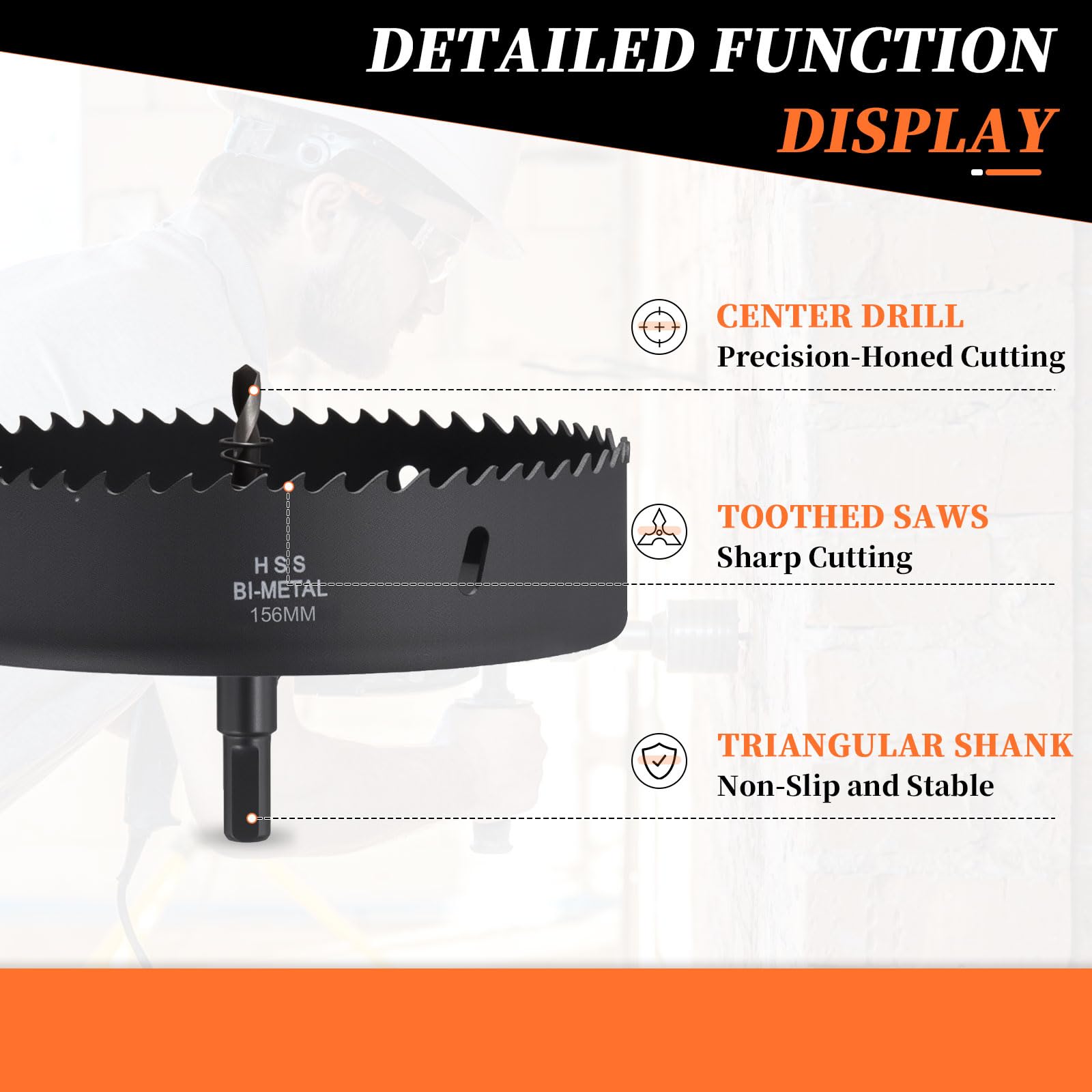 METALLIXITY Bi-Metal Hole Saw 6-9/64", M42 HSS Circular Head 156mm Hole Cutter with 2 Pilot Drill Bits - Image 3
