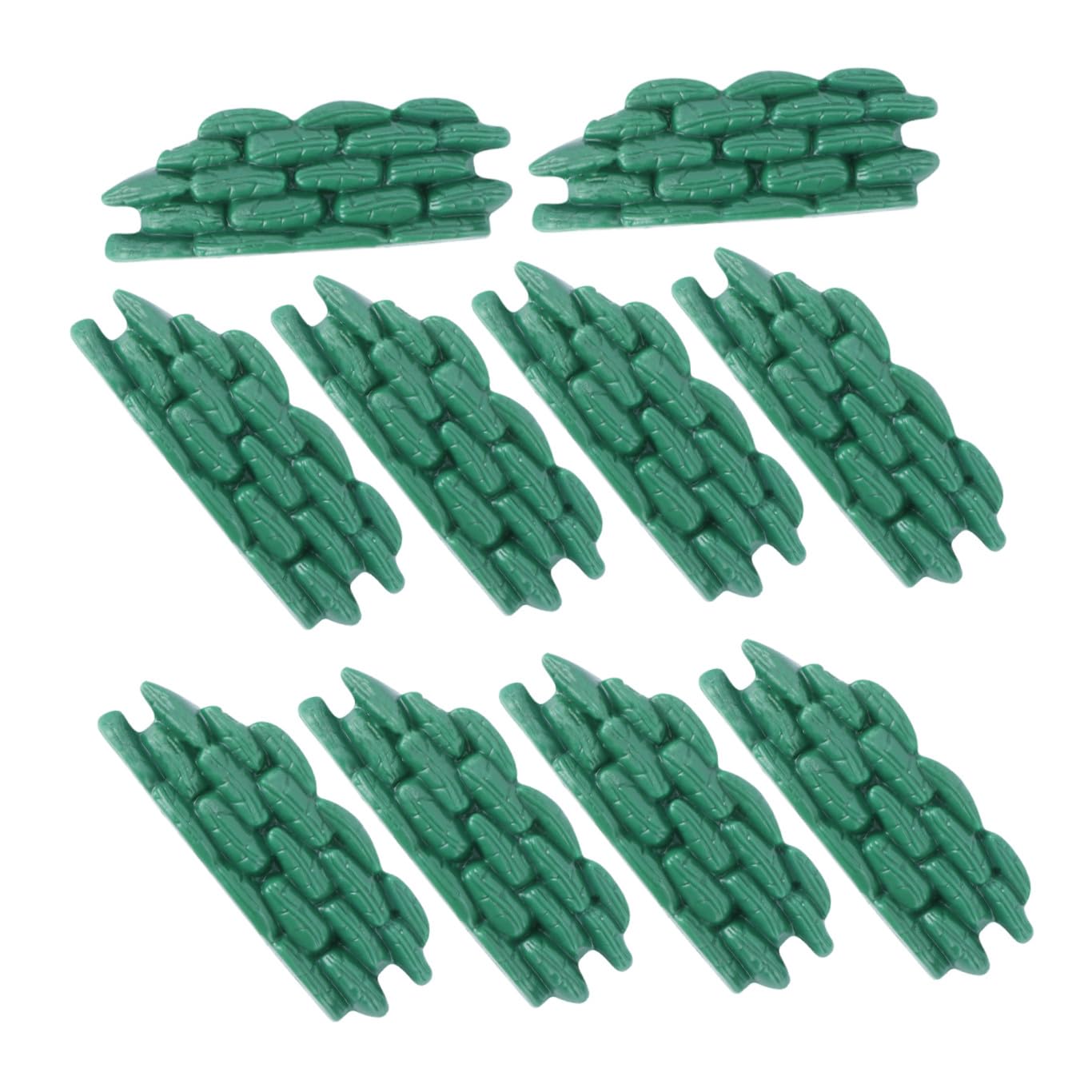 TEHAUX 10pcs Soldier Sandbag Bunker Model Toys for Military Miniature Combat Scene Accessories, Green Plastic Sandbag Forts for Army Figures Playset, Suitable for War Game Decor and Random Color