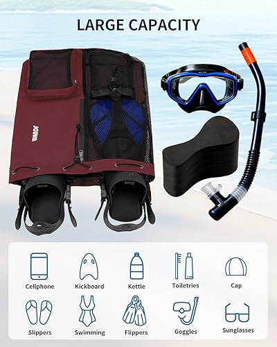 Miniatura 4 de WANDF Mochila de Malla con Cordón para Natación, con Bolsillo para Artículos Húmedos, para Natación, Gimnasio y Equipo de Entrenamiento