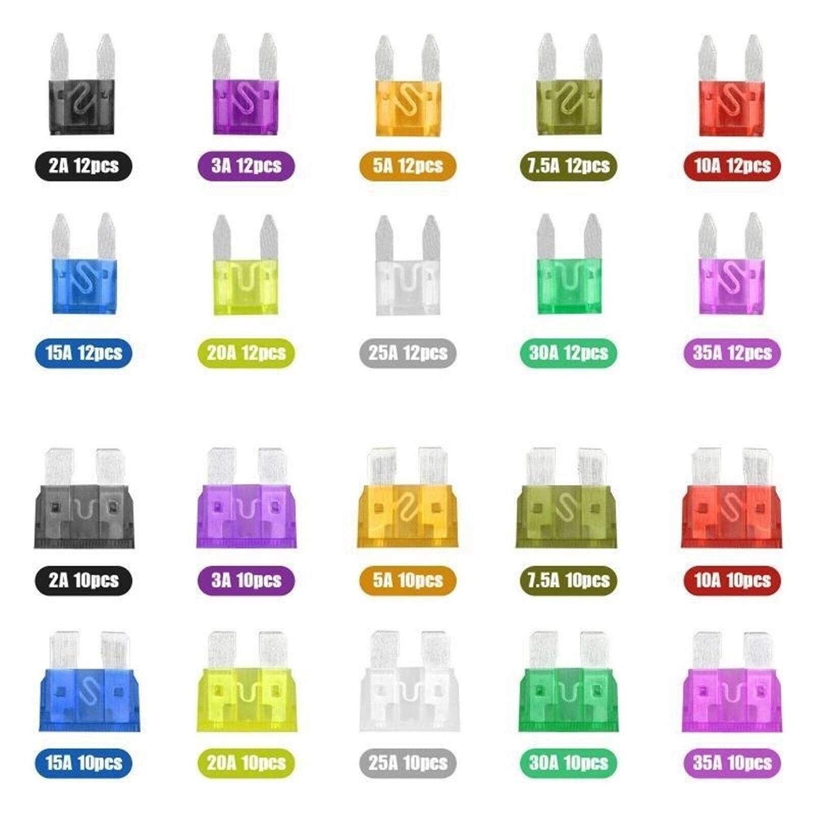 Kit de fusibles for coche y camión, 220 Uds., APM ATM, Mini AMP, surtido de fusibles de cuchilla estándar, juego de cuchillas, Mini película de seguro de coche Cableado de protección