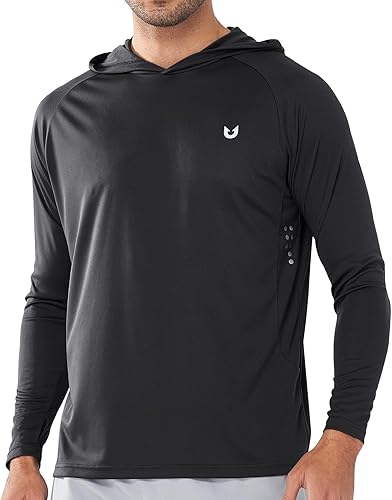 NORTHYARD - Camiseta con capucha y manga larga con FPU 50+ para hombre, protección solar FPS para natación, protección ultravioleta, para correr,