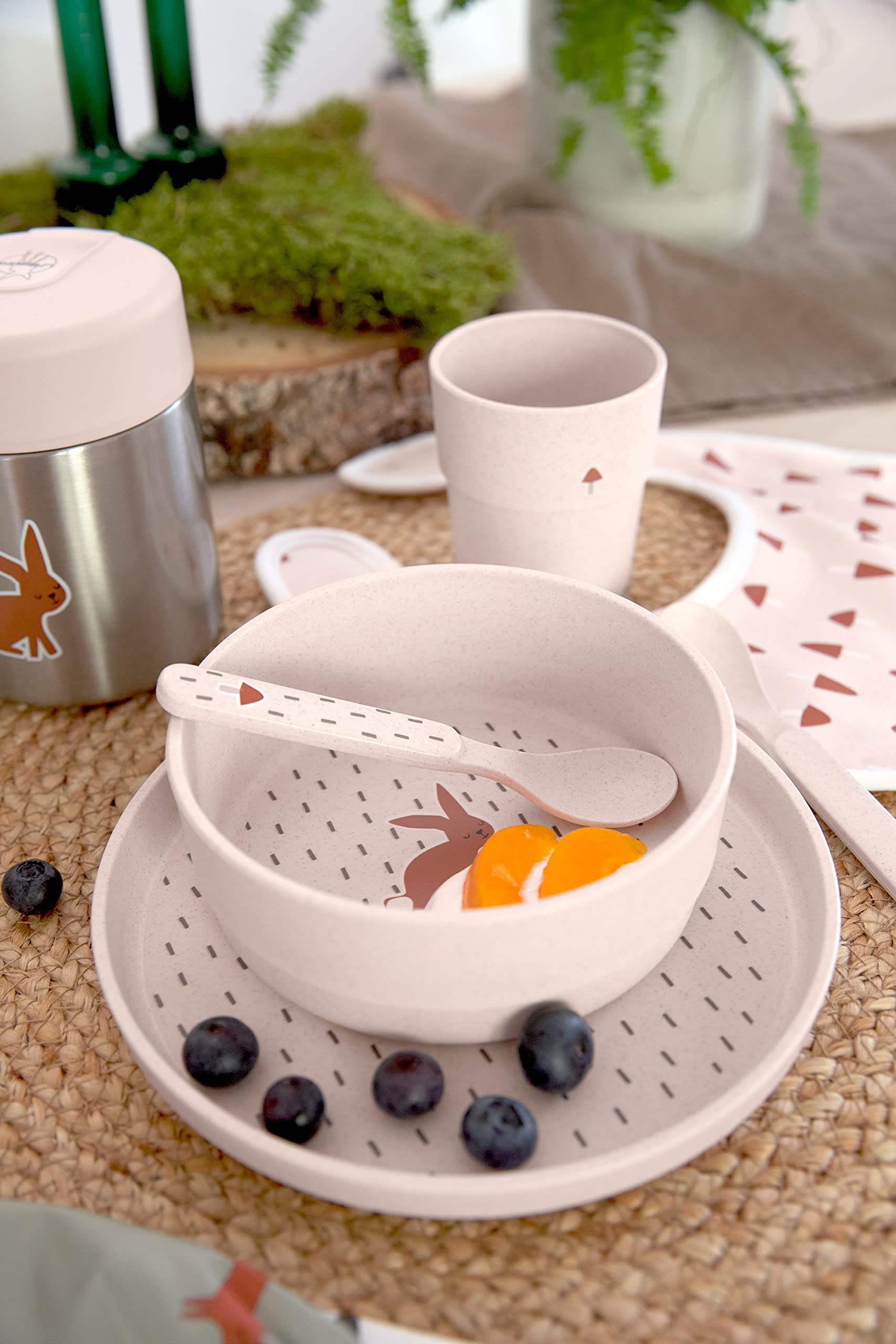 LÄSSIG Set de vaisselle enfants sans mélamine BPA Little Forest Rabbit lave-vaisselle micro-ondes