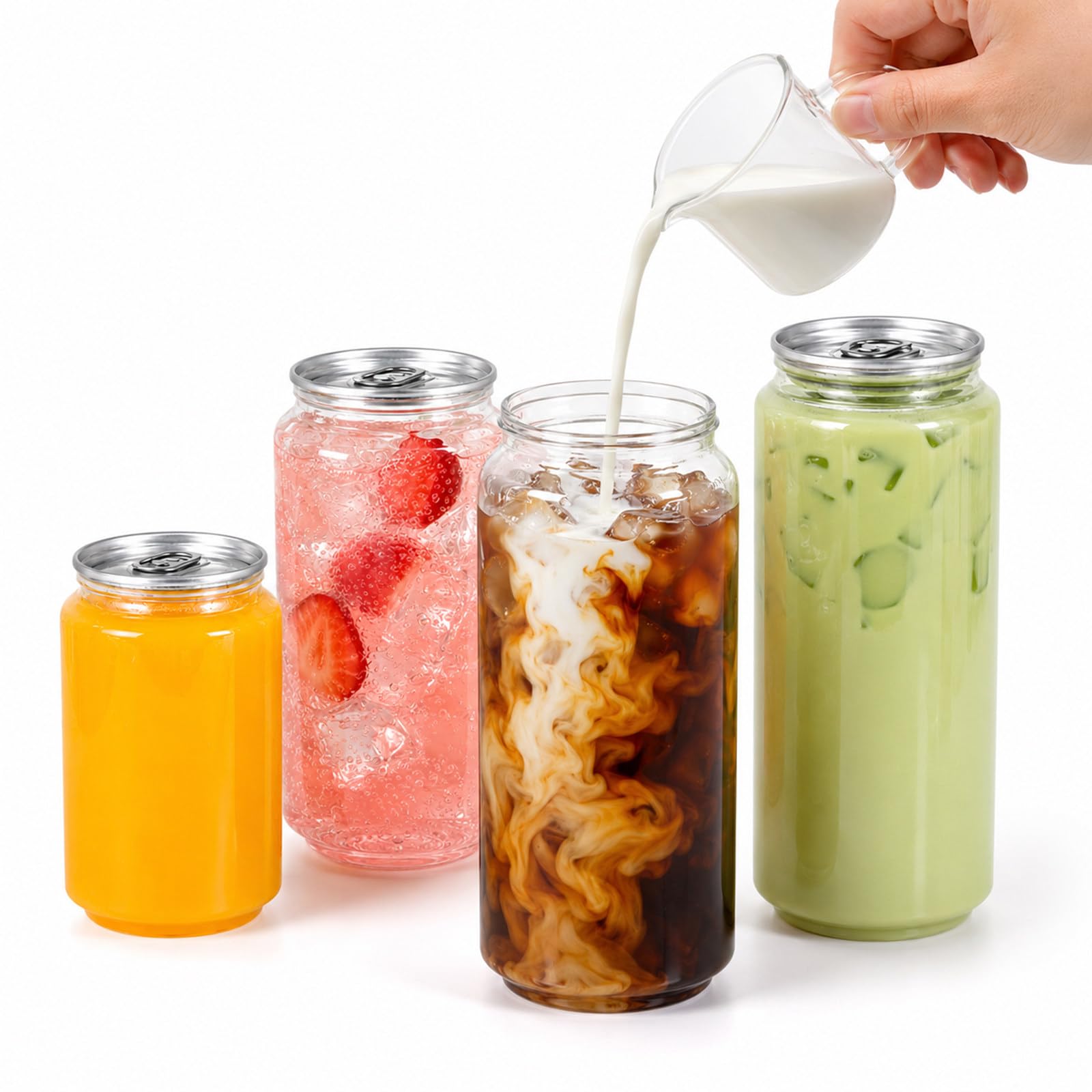 Envases Transparentes Desechables de Pet de 250 ml, Aptos para temperaturas de -20 °C a 60 °C, con Tapas de Aluminio de Anilla para sellar, Pack de 200 Botellas 500ml/5.04in