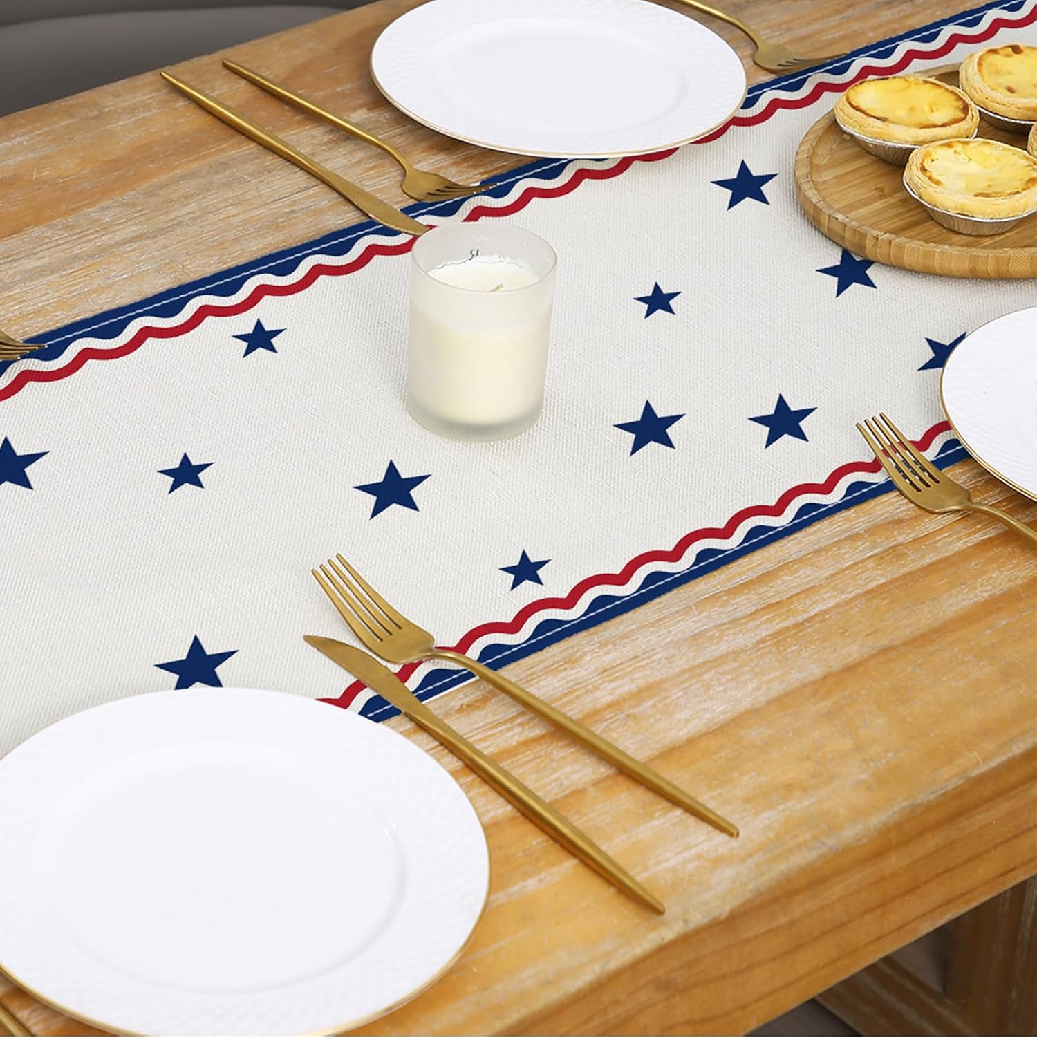 Patriotic Table Runner Decor,250th Anniversary 4th of July American Flag Summer Table Runner Seasonal Holiday Kitchen Dining Table Decorations,13 x 72 Inch, 250th Independence Day Table Runner image 3