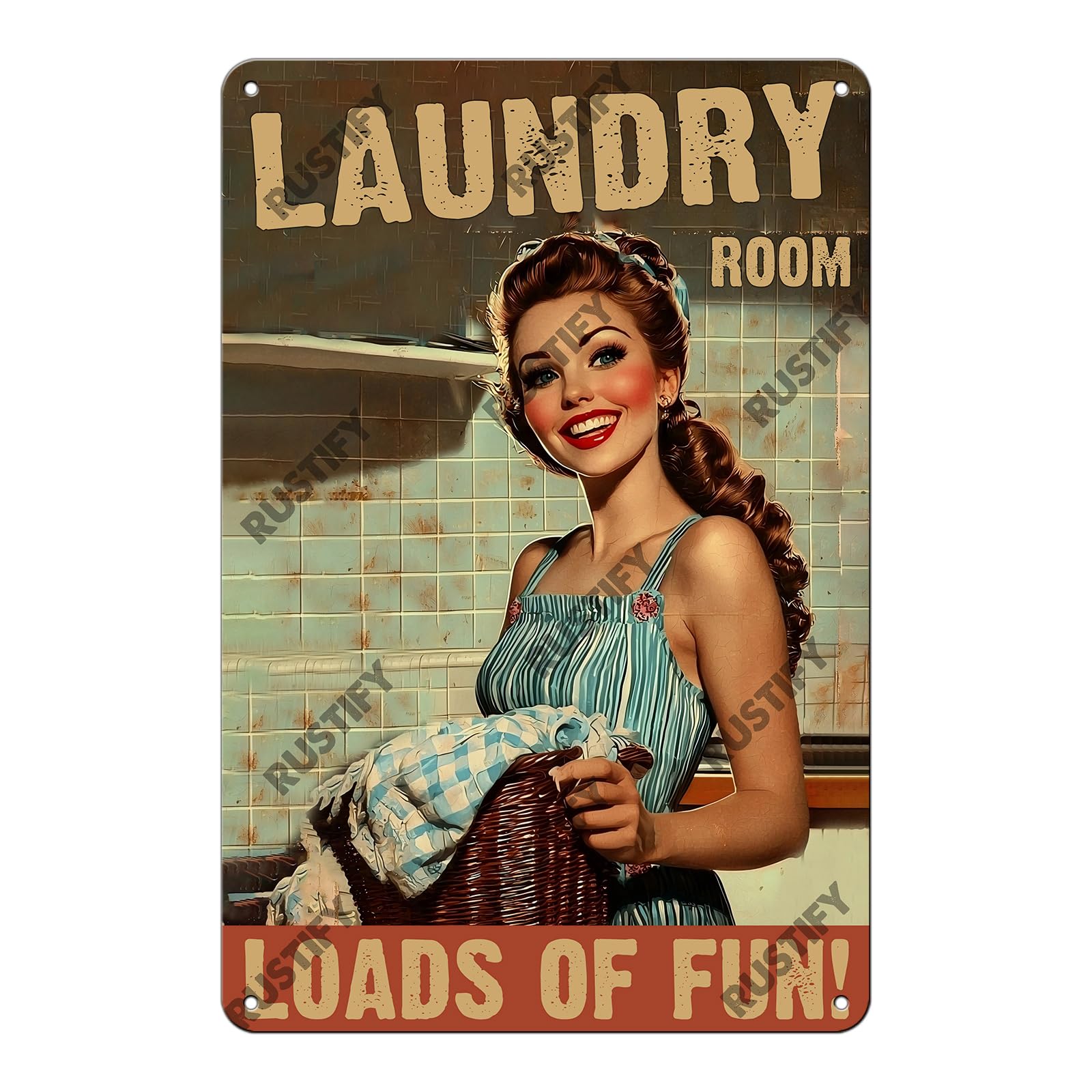 Anceky Retro Tin Sign Laundry Room Loads Of Fun Metal Sign Wall Decor for Kitchen Home Bar Cafe Garage 12×16 Inch