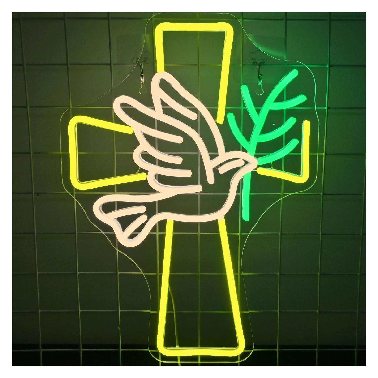 LEMST Signs Lamp Peace Dove Cross Neon Sign Dimmable Lights for Party Wall Mount Indoor Decoration USB Powered 30cmх42cm