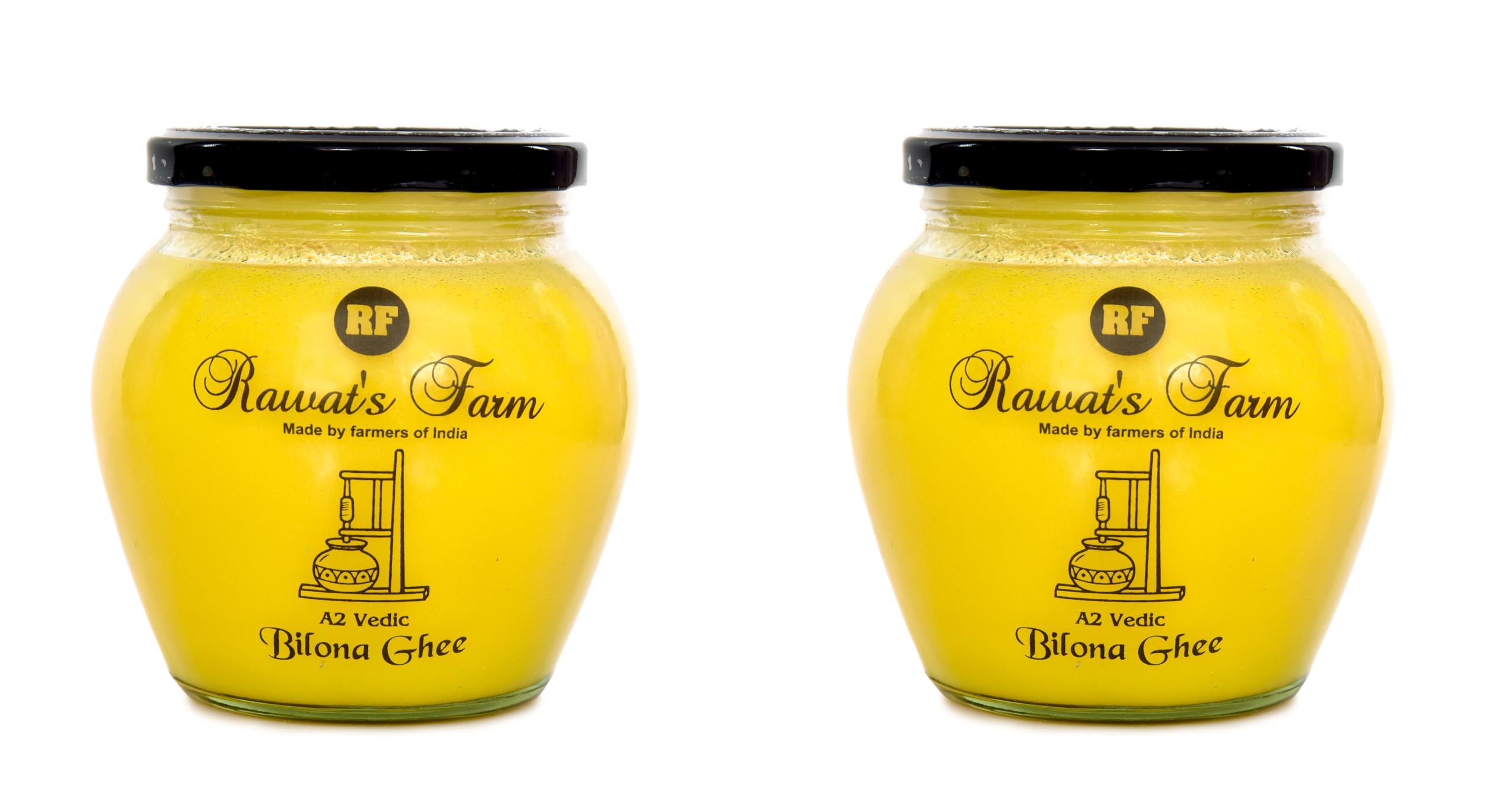 Rawat's Farm A2 Vedic Bilona Cow Ghee 500 ml (Pack of 2) | Glass Jar | Curd Churned Bilona Ghee | Government Laboratory Passed | 100% Natural | Immunity Booster | Good for Heart |