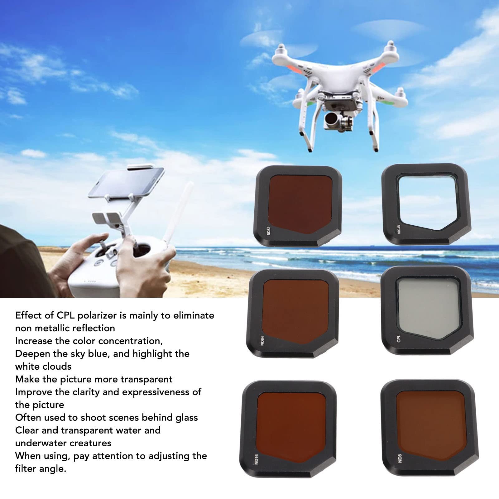 Set di 6 filtri UV ND CPL per DJI Mavic 3 Classic, filtro ND8/16/32/64 in vetro ottico a densità neutra, kit di filtri polarizzati per droni per registrazione video