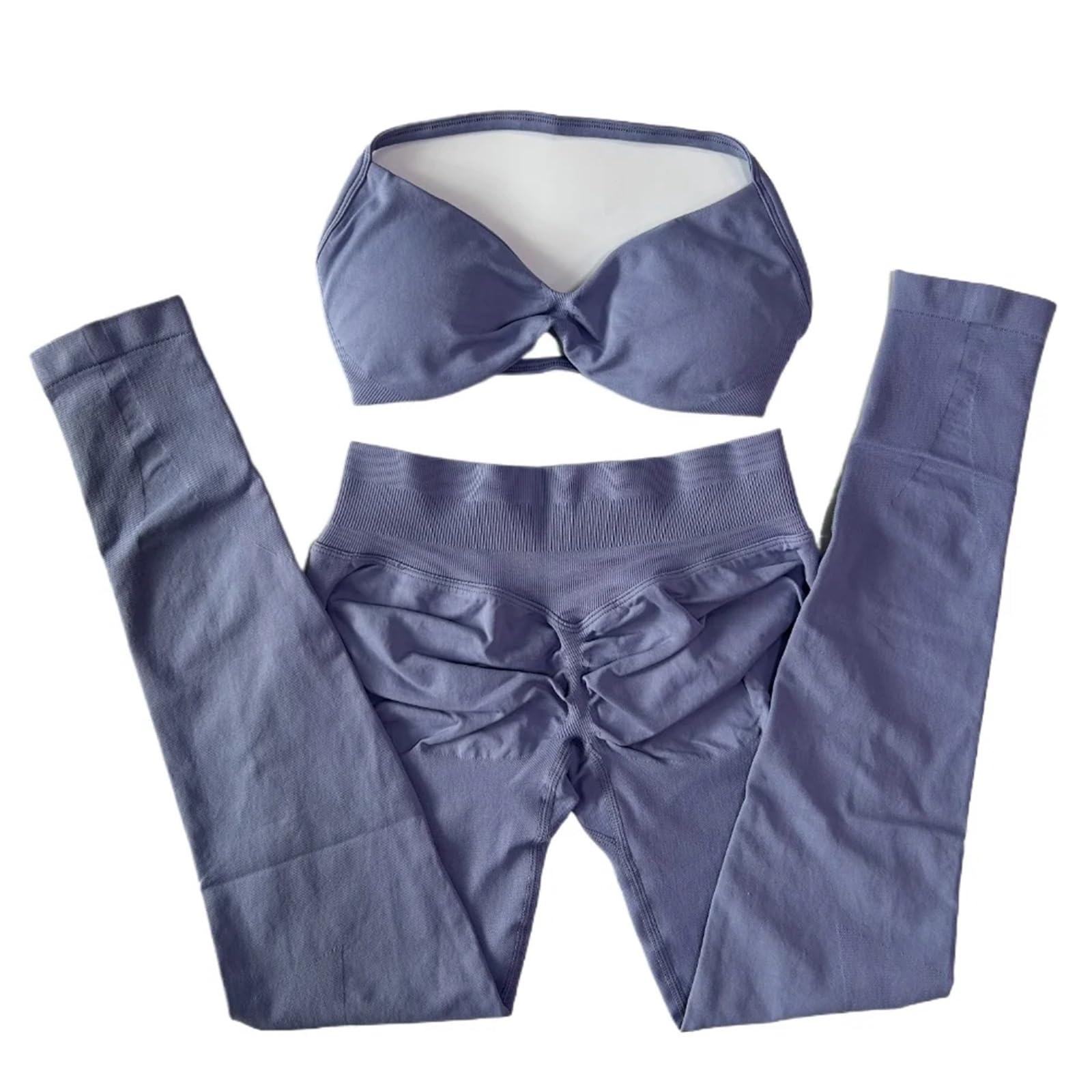 Sport Set Damen 2-teiliges Set mit Riemchen-Yoga-BH, Sport-Top, Workout-Leggings-Set, nahtloses Fitnessstudio-Set, Fitness-Kleidung, Outfit(Color 19,S)