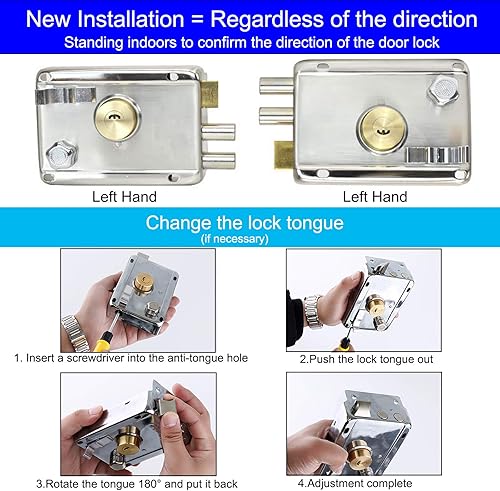 Miniatura 5 de Juego de cerraduras de puerta de acero inoxidable con llave de 4.72 x 3.35 pulgadas, cerradura de puerta exterior con cerrojo de seguridad para