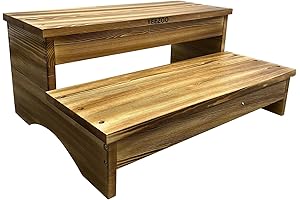 Sturdy 2-Step Wooden Step Stool for Easy Heightened Access