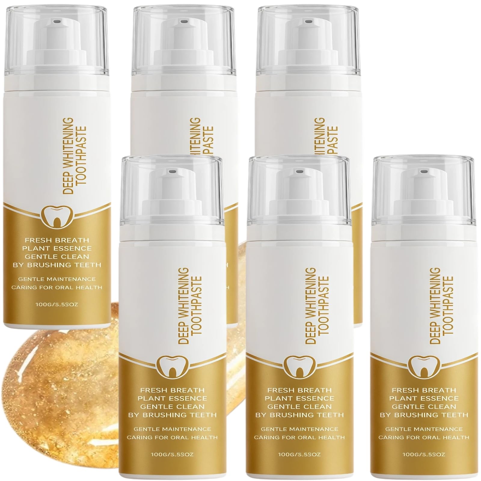 Dentifrice blanchissant en profondeur pour éliminer les taches et les dents sensibles, l'hydroxyapatite aide à reminéraliser l'émail, haleine fraîche à la menthe naturelle, soin (6pcs)