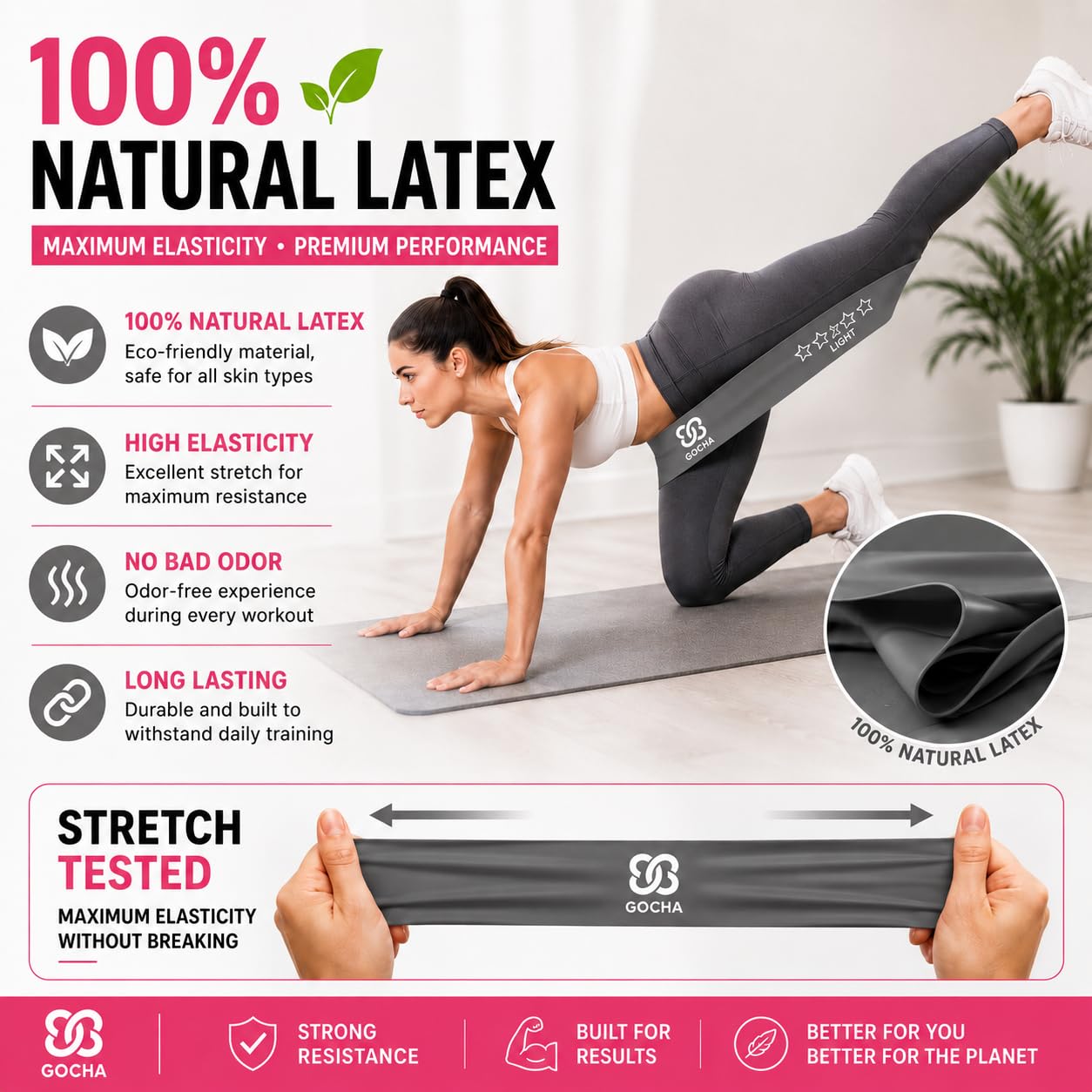 GOCHA Gadgets, 5 fasce elastiche di resistenza, per fitness, con diversi livelli di forza, per allenamento, palestra, yoga, esercizi