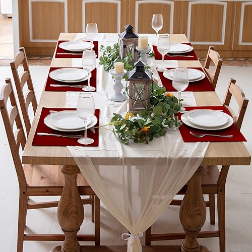 Miniatura 3 de Juego de 6 manteles individuales de tela de lino, lavables a máquina, resistentes al calor, sin arrugas, de poliéster grueso, para la mesa del