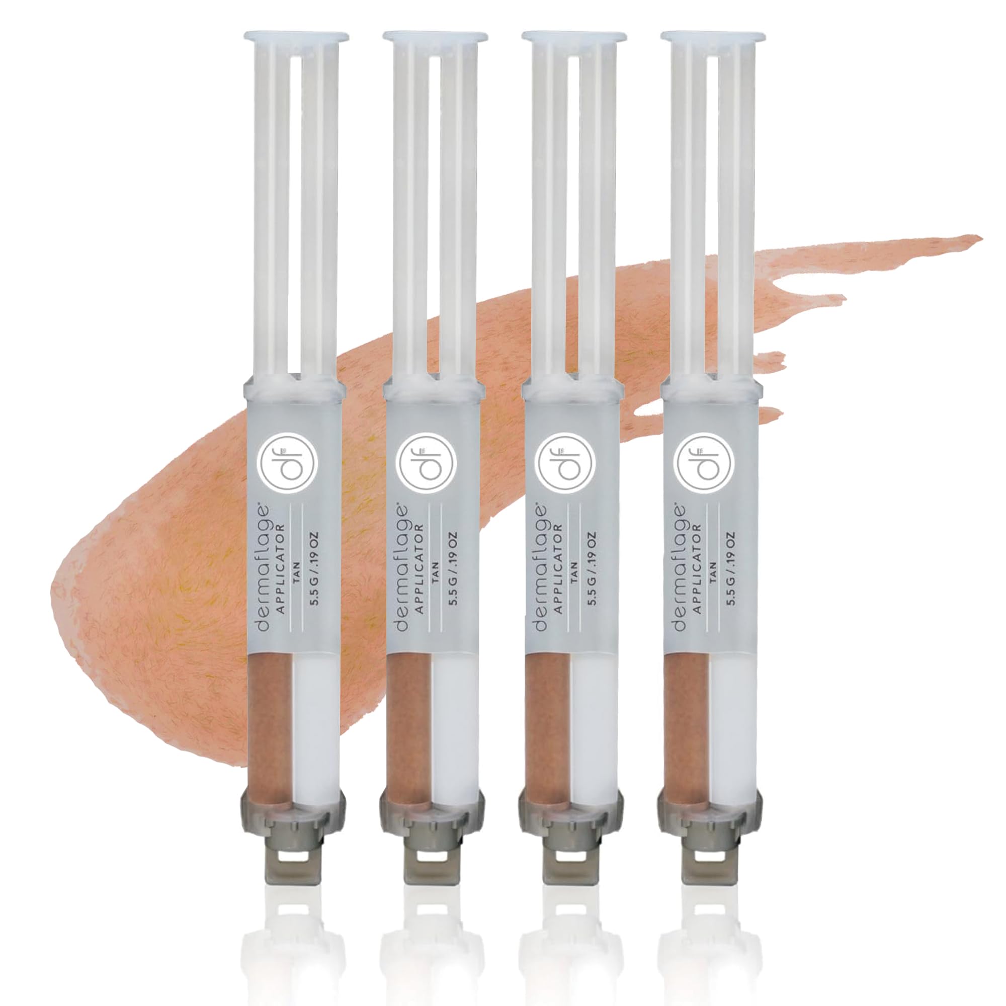 Topical Scar Filler Pack of 4 Refill Applicator (Tan) - Hollywood Silicone Scar Gel for Recessed Scars, Wrinkles, Discoloration & Deep Pockmarks (30 Applications)