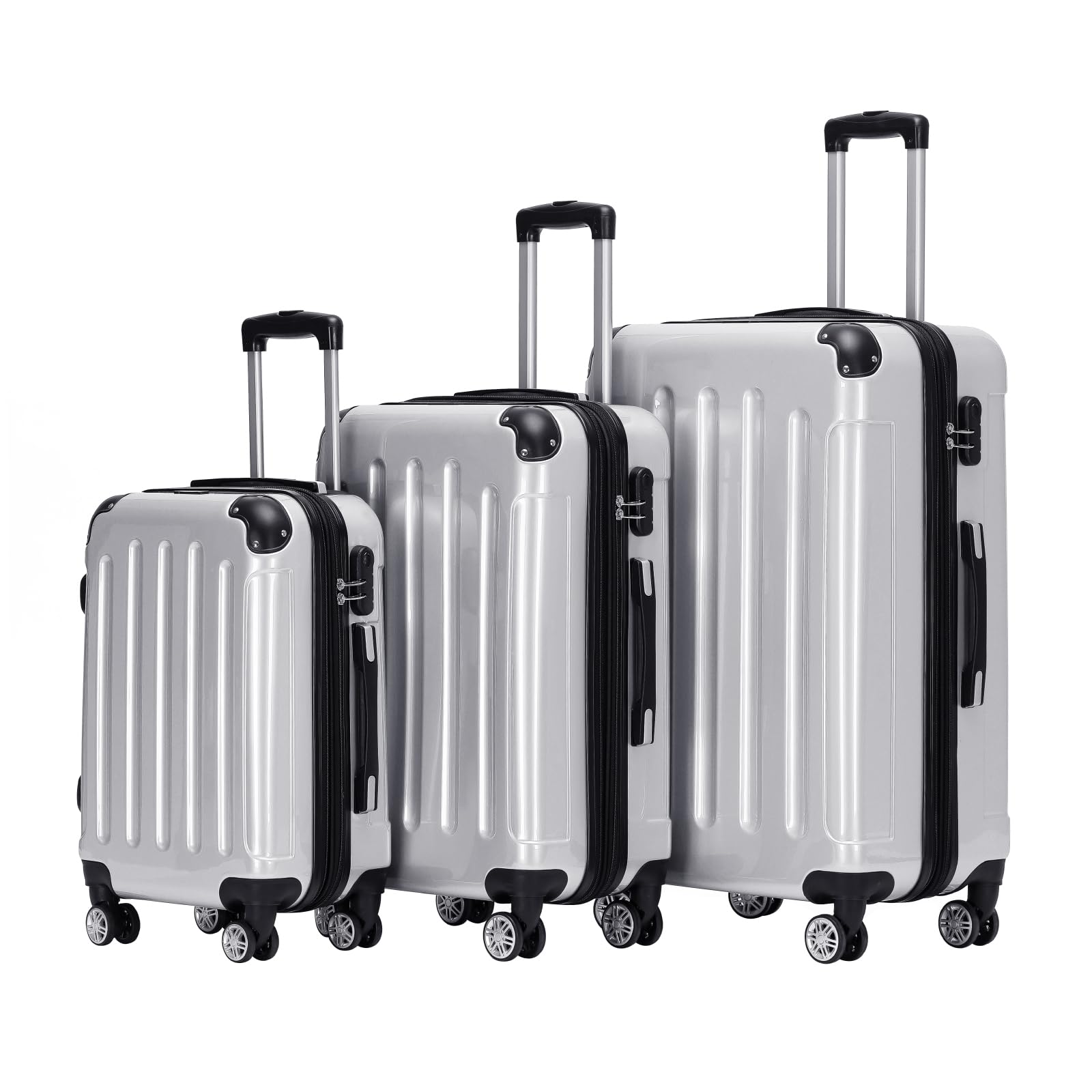 BEIBYE 2048 Hartschalenkoffer aus Polycarbonat, Reisekoffer mit 4 Zwillingsrollen und Zahlenschloss, Erweiterbarer Trolley Koffer M L XL oder Kofferset mit Teleskopgriff