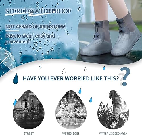 Miniatura 6 de SooGree Fundas impermeables para botas de lluvia, protectores de silicona para zapatos, control de arena, antideslizantes, plegables, reutilizables,