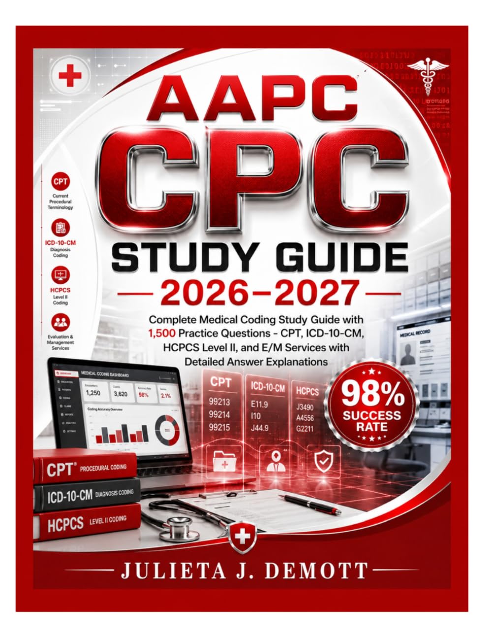 AAPC CPC Exam Prep 2026-2027: Complete Medical Coding Study Guide with 1,300 Practice Questions - CPT, ICD-10-CM, HCPCS Level II, and E/M Services with Detailed Answer Explanations