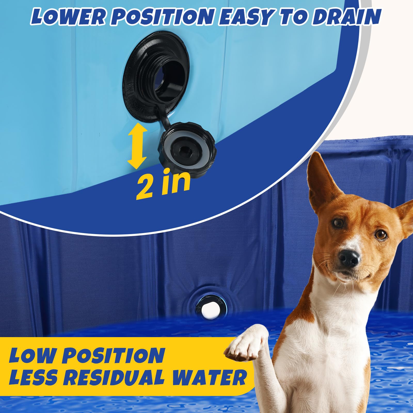 DASBET Piscina pieghevole per cani, in PVC, portatile, per cani, cuccioli, gatti, per interni ed esterni (120 cm di diametro x 30 cm di altezza)
