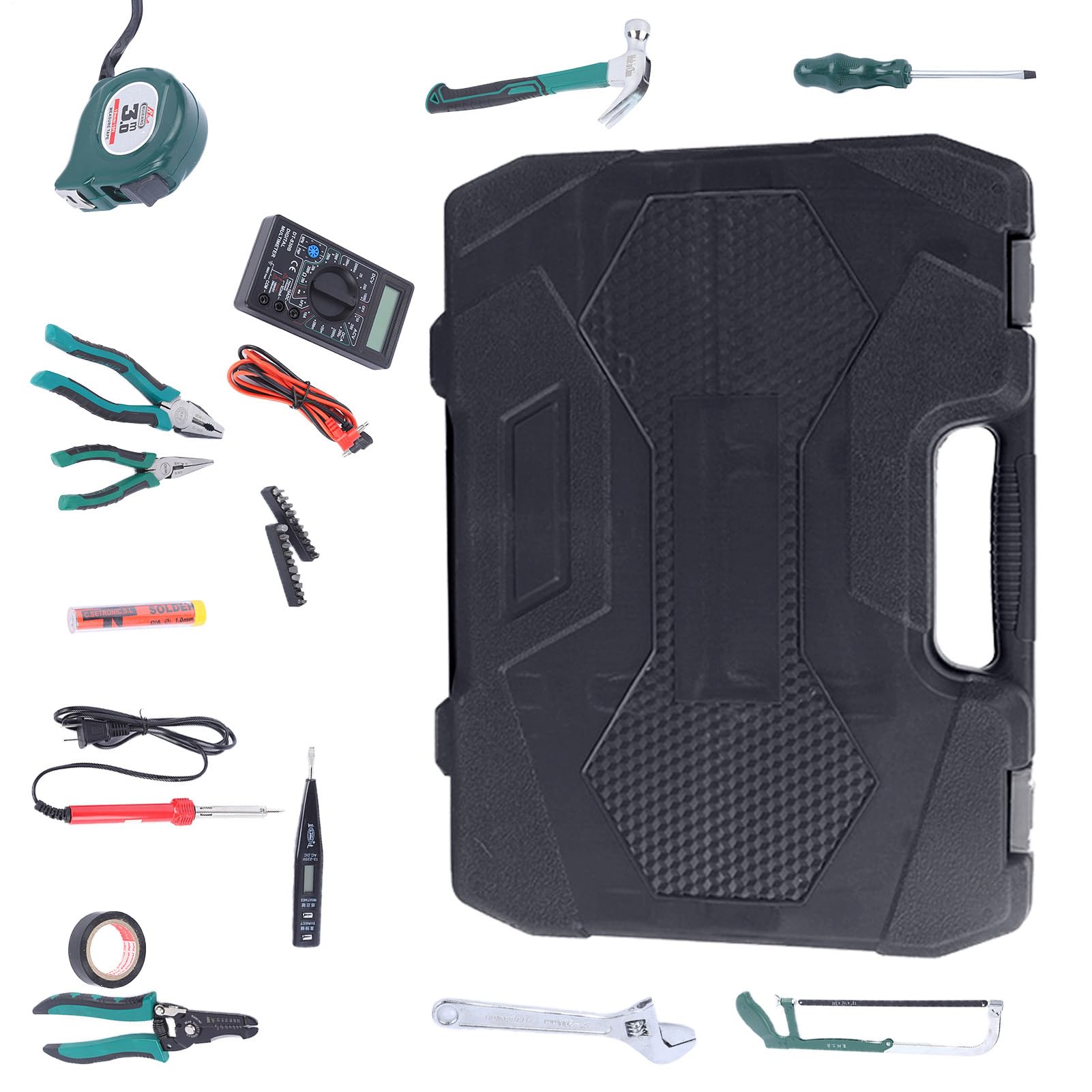 Kit di Attrezzi per Manutenzione Casa 39 Pezzi Multiuso Trasportabile | Kit Attrezzi Per Uso Domestico Per Riparazioni Auto Anteriore E Posteriore, Interno Veicolo, Furgone, Barca, Campeggio E