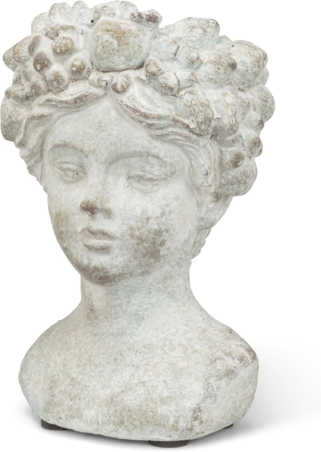 Abbott Collection Carmen Woman Head with Flowers and Fruits Cement Planter, Extra Small (7" H)