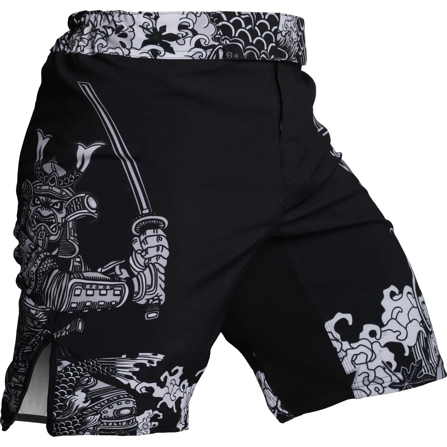 Hardcore Training Men's Dark Black/Black Black Koi 2.0 Fight Shorts Boxing Mma Combat Bjj Grappling Fitness Muay Thai Kickboxing No Gi