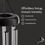 Serene Harmony 32-Inch Deep Tone Wind Chimes, Matte Black & Silver Memorial Chimes for Outside, Weather Resistant Aluminum Decor for Garden, Patio, and Porch