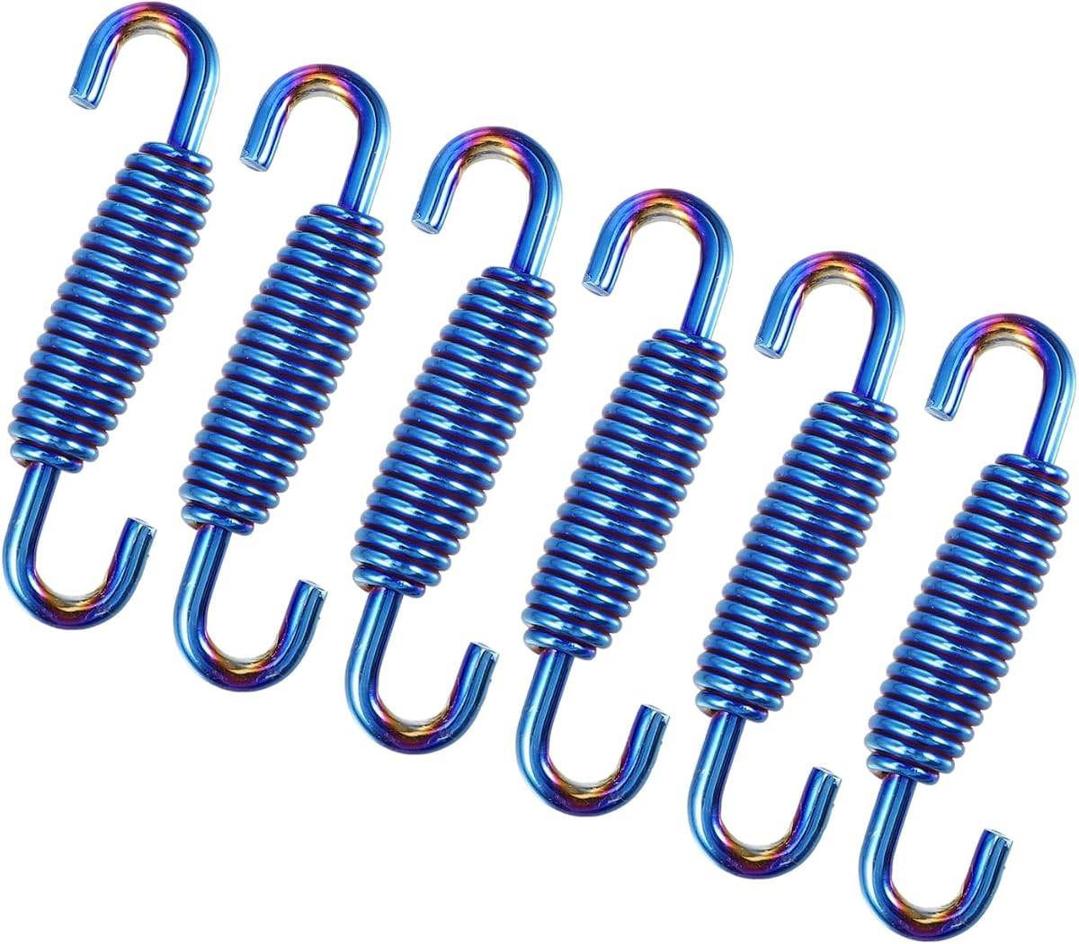 Motoforti 6 Pcs 55mm 2.17" Motorcycle Muffler Exhaust Pipe Spring Blue | Stainless Steel, Universal, Long-lasting